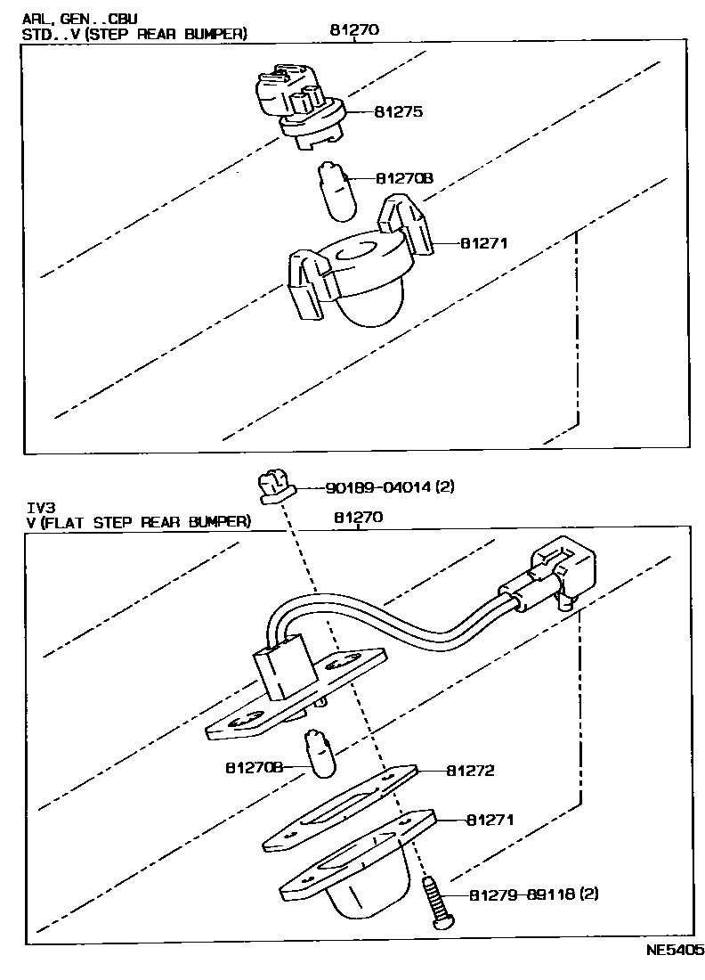 Toyota HILUX 后牌照灯 EPC diagram — NE5405
