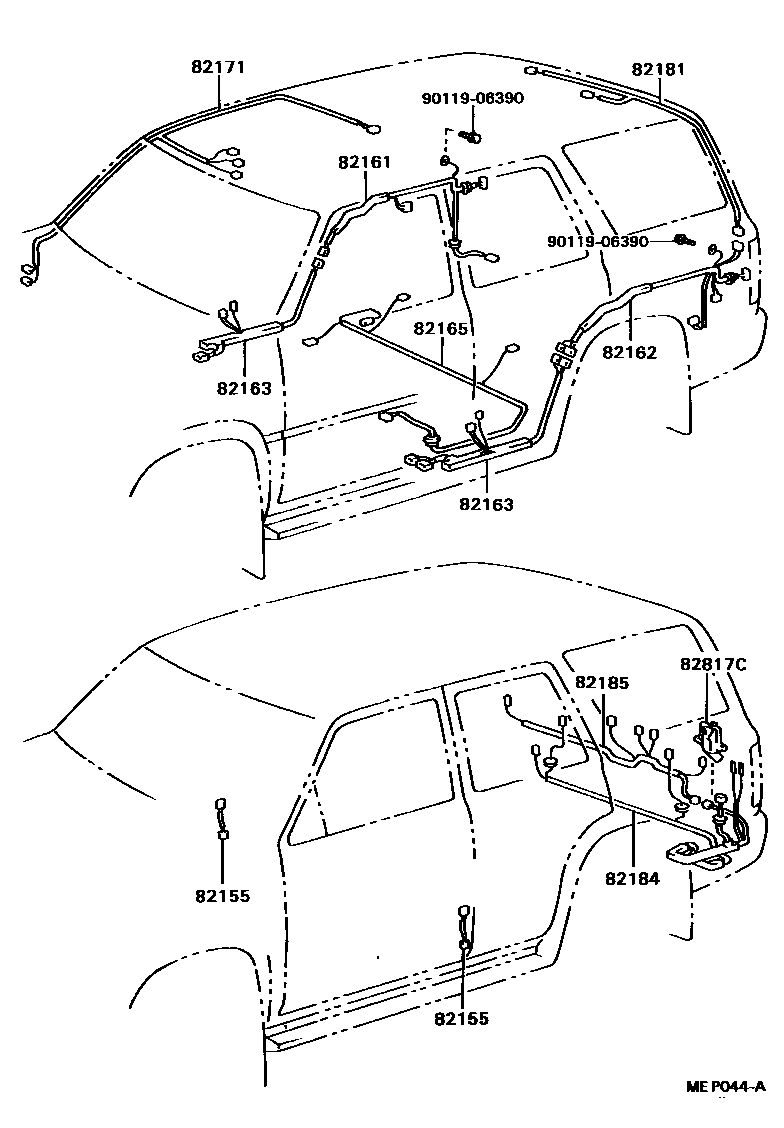 Toyota HILUX 线束和卡夹 EPC diagram — MEP044A