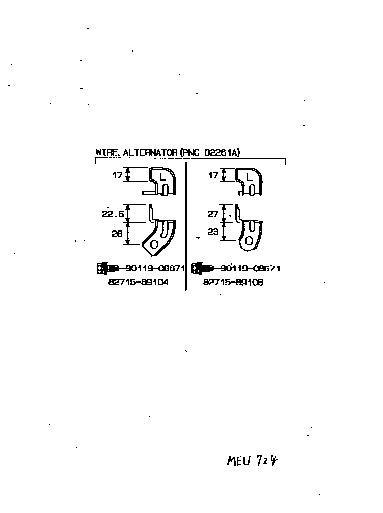Toyota HILUX 线束和卡夹 EPC diagram — MEU724