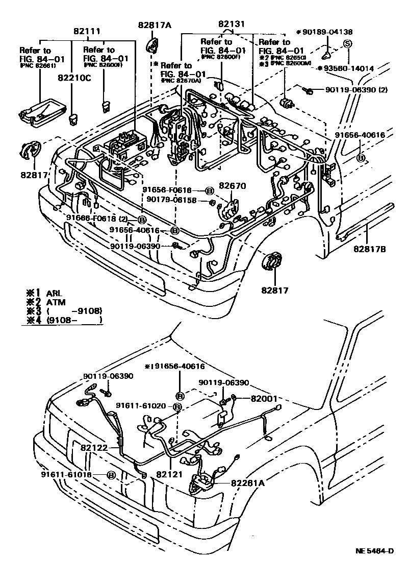 Toyota HILUX 线束和卡夹 EPC diagram — NE5464D