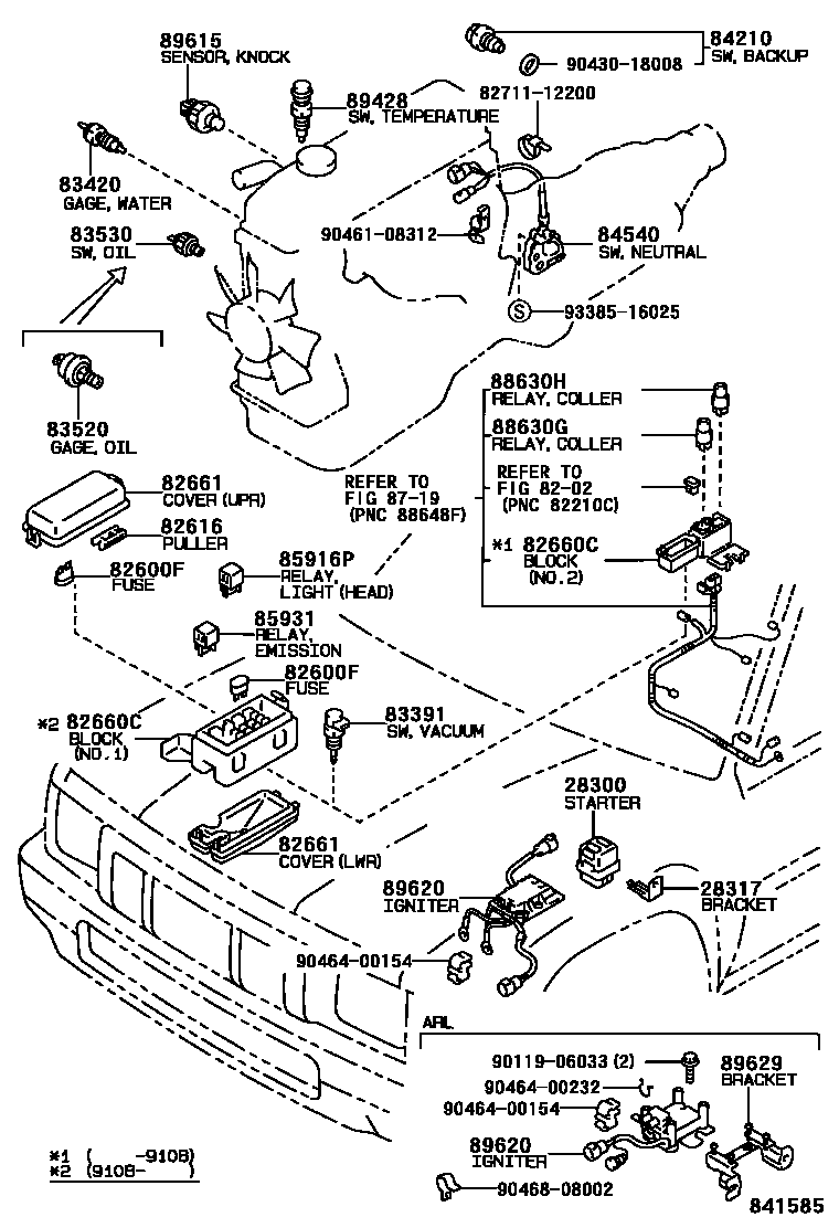 Toyota HILUX 开关和继电器和ECU EPC diagram — 841585B