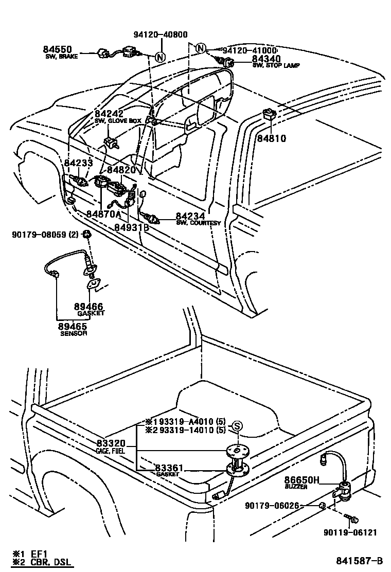 Toyota HILUX 开关和继电器和ECU EPC diagram — 841587B