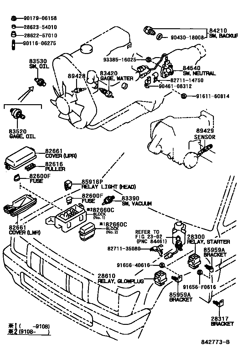 Toyota HILUX 开关和继电器和ECU EPC diagram — 842773B
