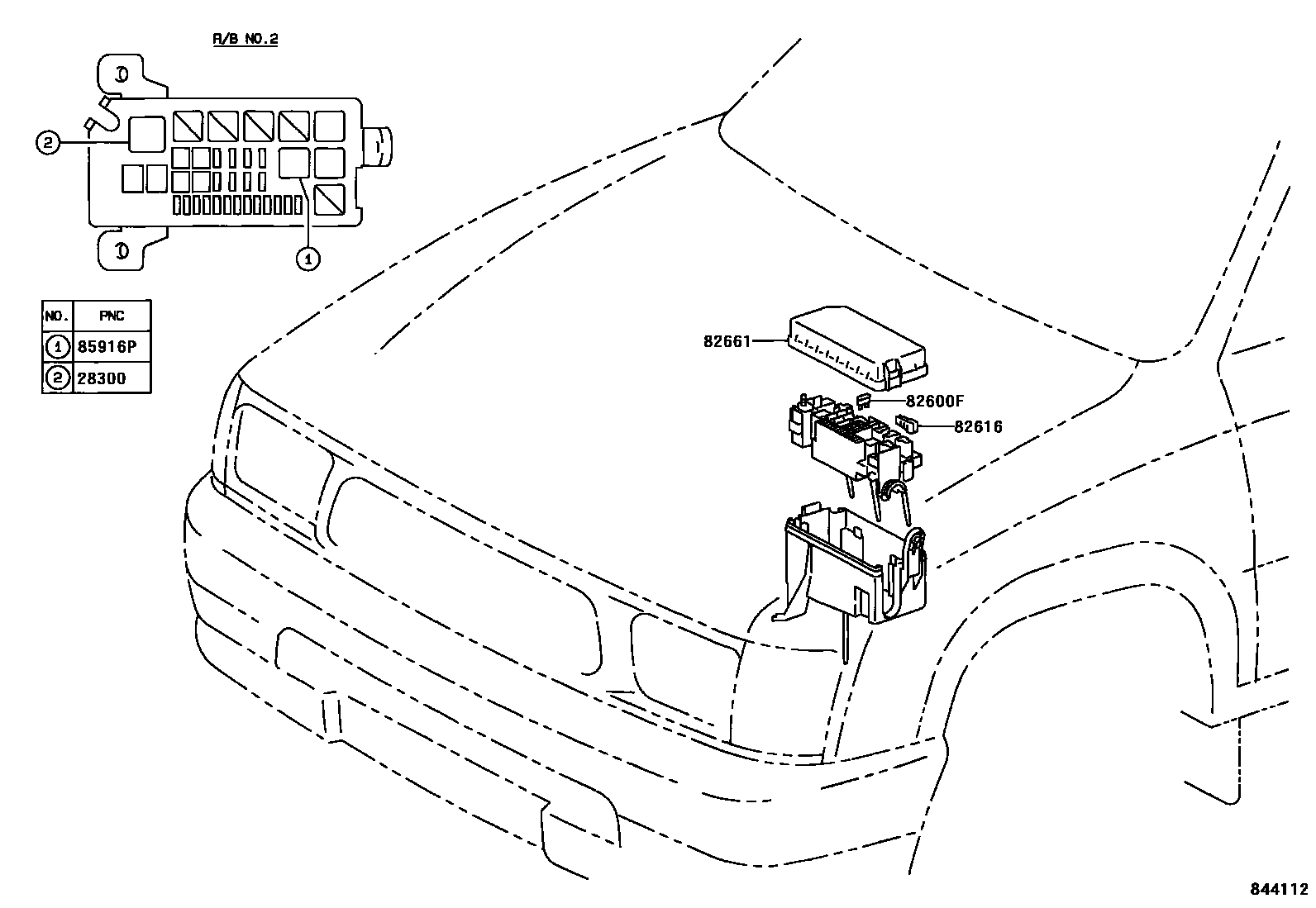 Toyota HILUX 开关和继电器和ECU EPC diagram — 844112