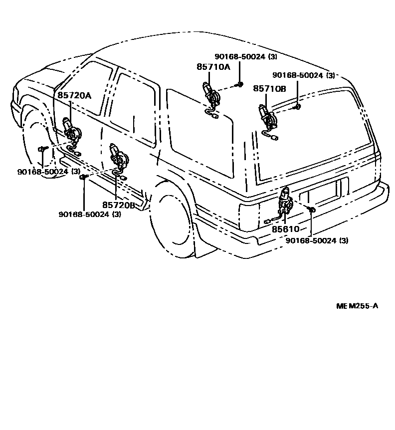 Toyota HILUX 车门电机和车门电磁阀 EPC diagram — MEM255A
