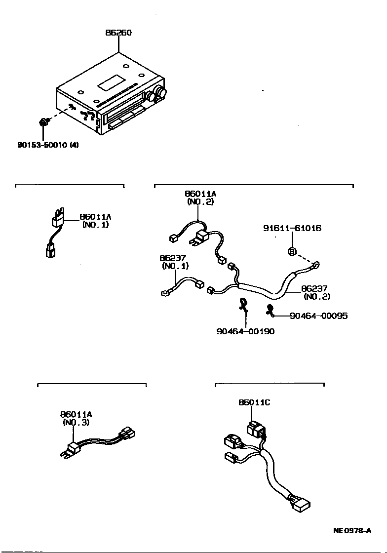 Toyota HILUX 收音机、放大器和冷凝器 EPC diagram — NE0978A