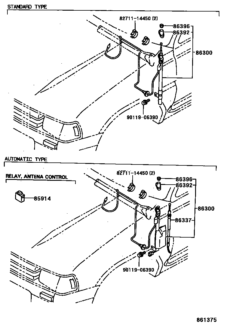 Toyota HILUX antenna EPC diagram — 861375
