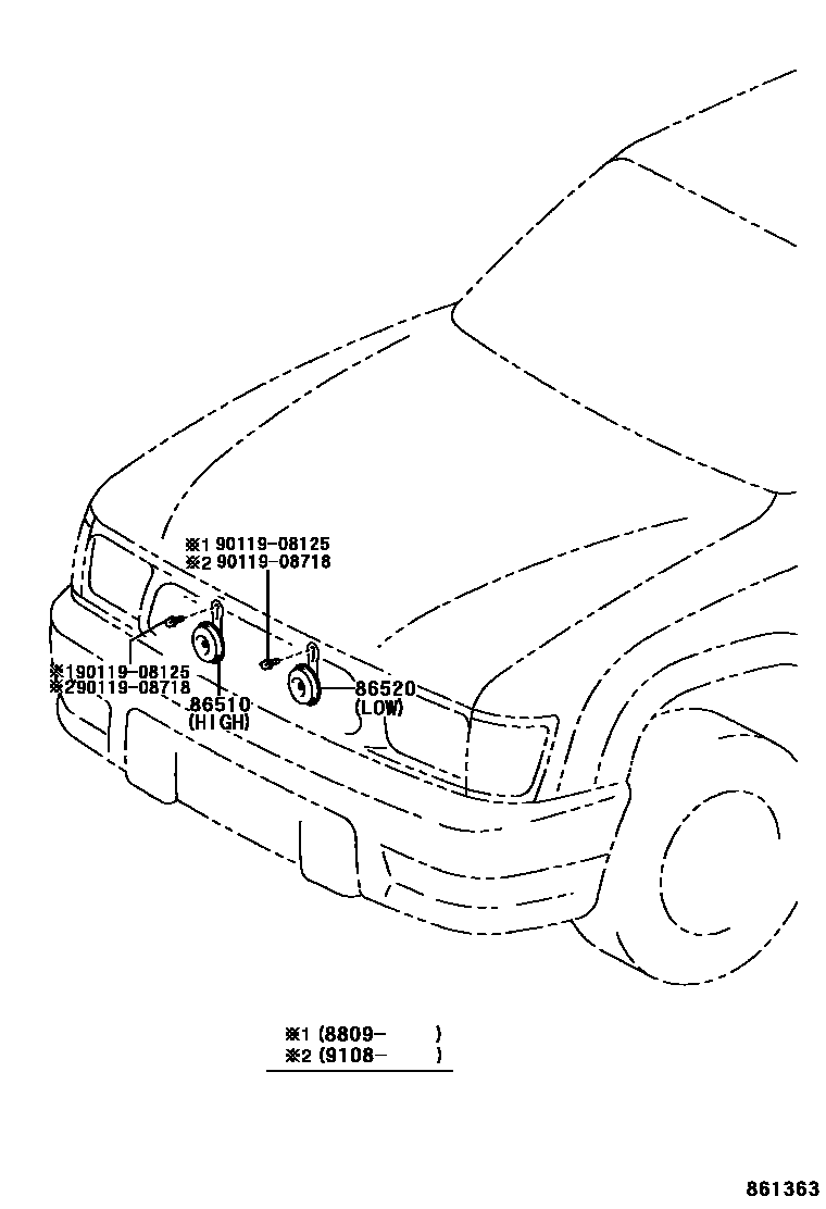 Toyota HILUX 喇叭 EPC diagram — 861363