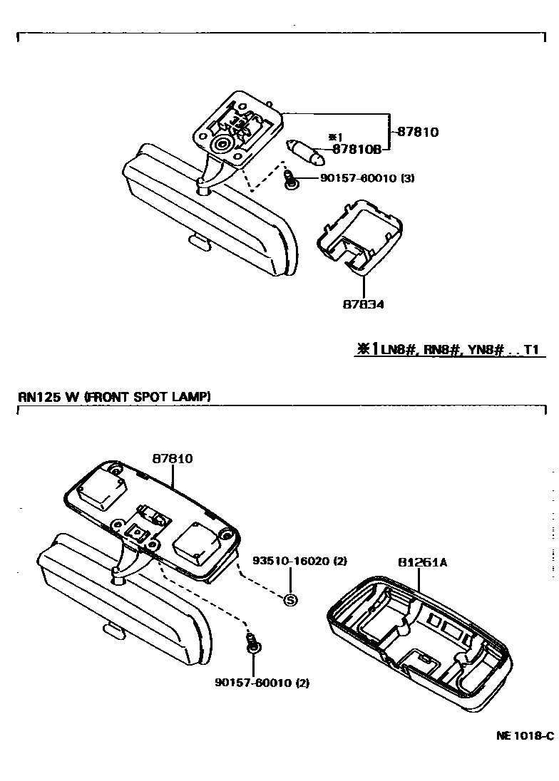 Toyota HILUX 后视镜 EPC diagram — NE1018C
