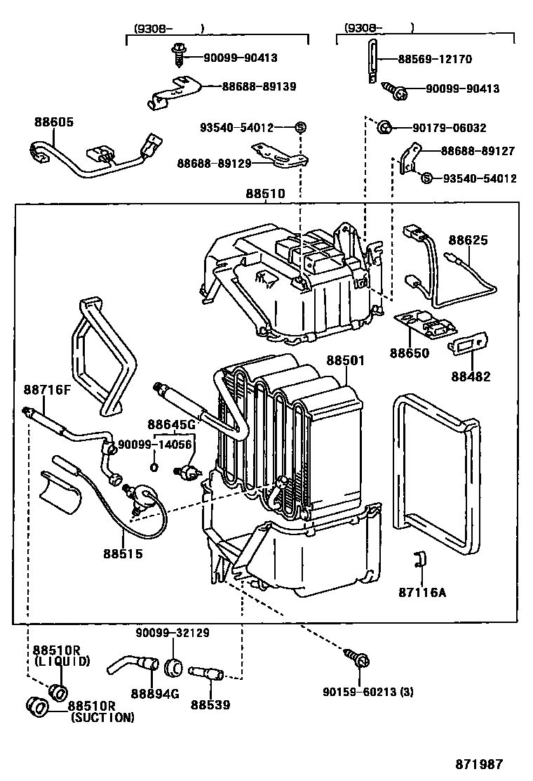 Toyota HILUX 暖风和空调系统 - 冷却器组件 EPC diagram — 871987