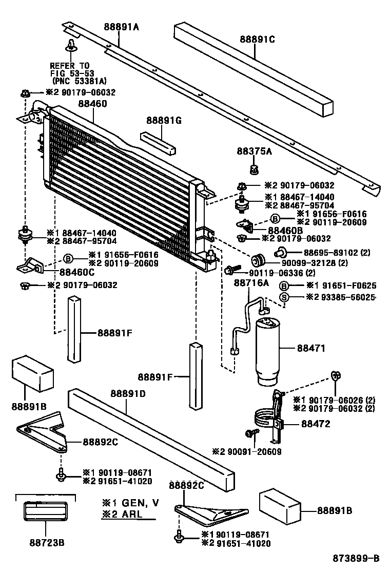 Toyota HILUX Heating & Air Conditioning - Cooler Piping EPC diagram — 873899B
