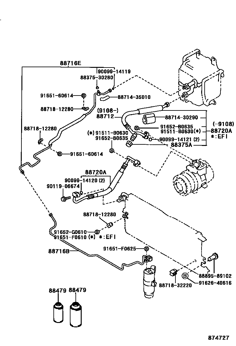 Toyota HILUX Heating & Air Conditioning - Cooler Piping EPC diagram — 874727