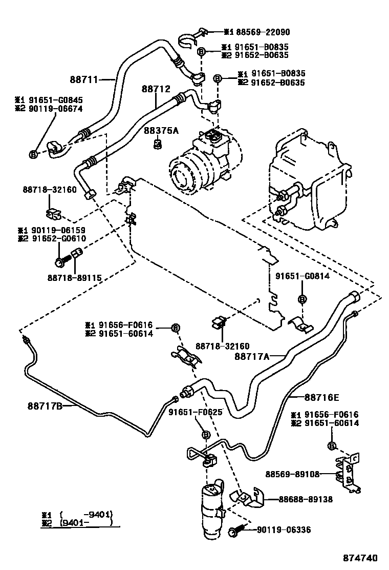 Toyota HILUX Heating & Air Conditioning - Cooler Piping EPC diagram — 874740