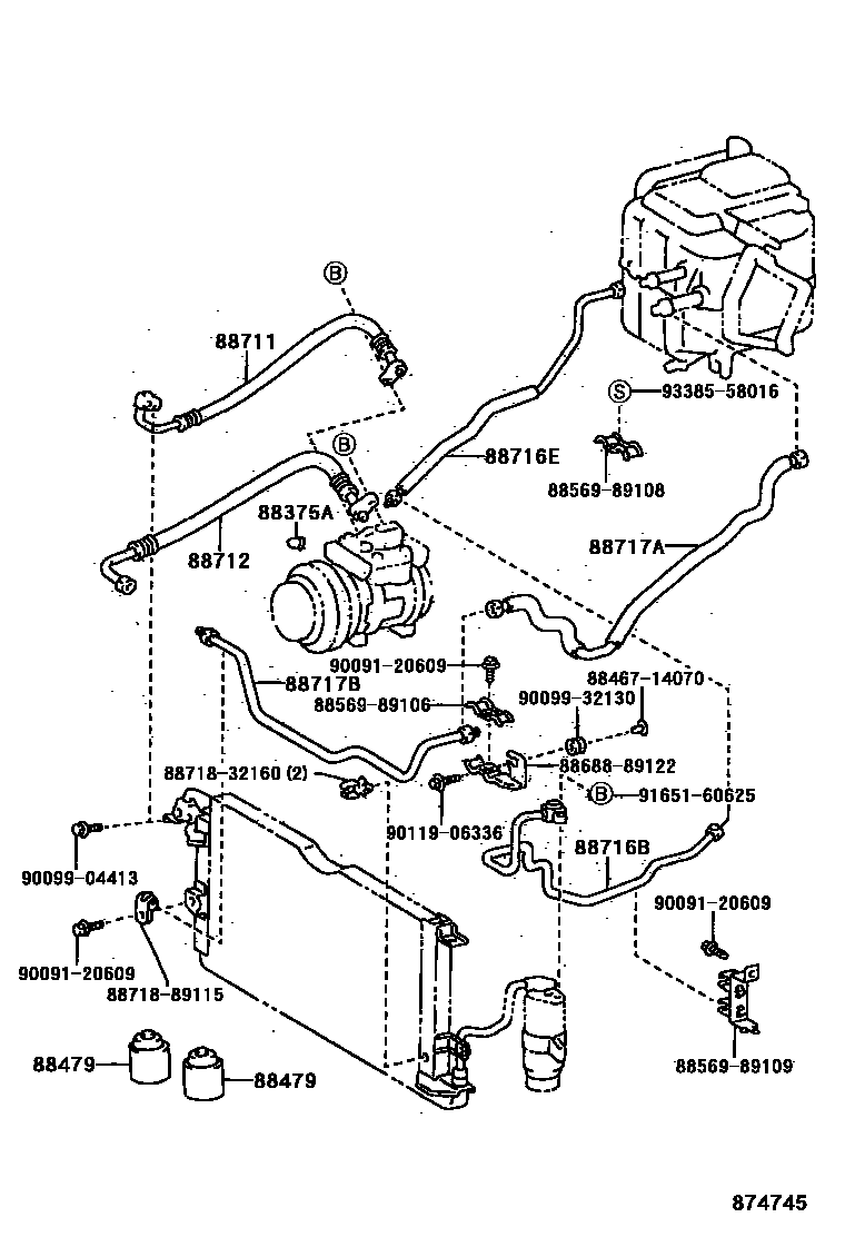 Toyota HILUX Heating & Air Conditioning - Cooler Piping EPC diagram — 874745