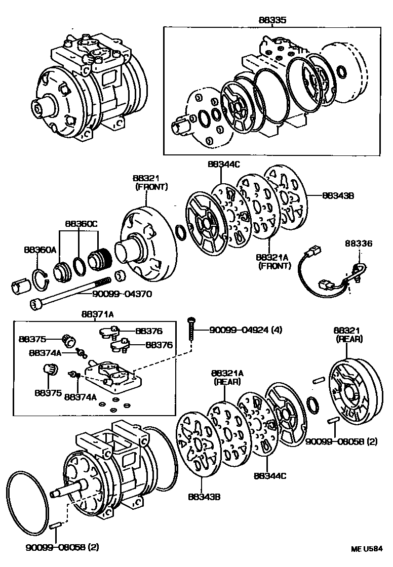 Toyota HILUX Heating & Air Conditioning - Compressor EPC diagram — MEU584