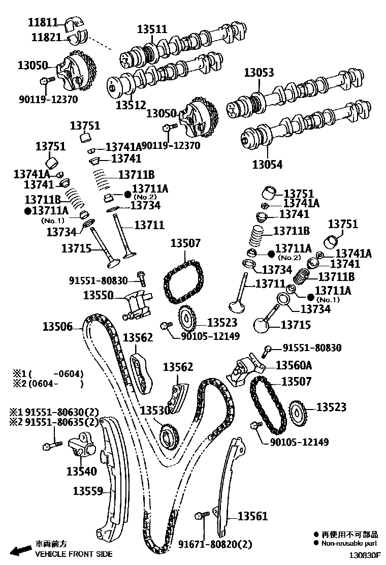 Toyota HILUX Camshaft & Valve EPC diagram — 130830F