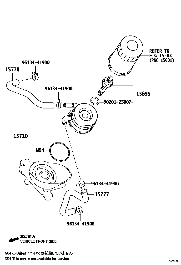 Toyota HILUX Engine Oil Cooler EPC diagram — 152978
