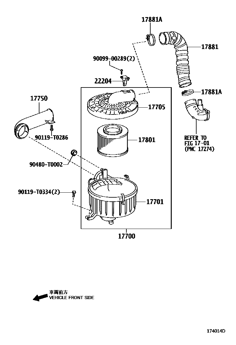 Toyota HILUX Air Cleaner EPC diagram — 174014D