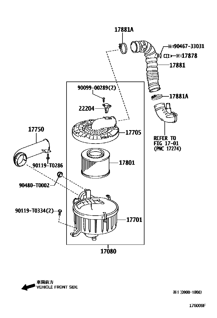 Toyota HILUX Air Cleaner EPC diagram — 176009F