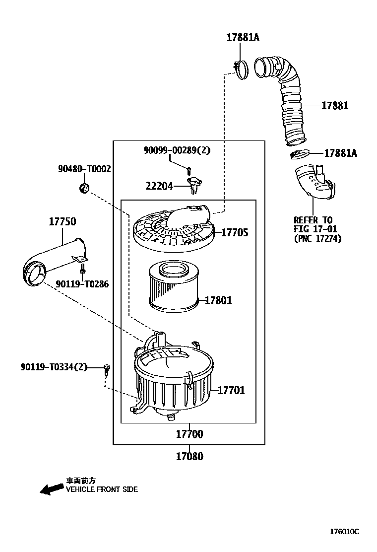 Toyota HILUX Air Cleaner EPC diagram — 176010C