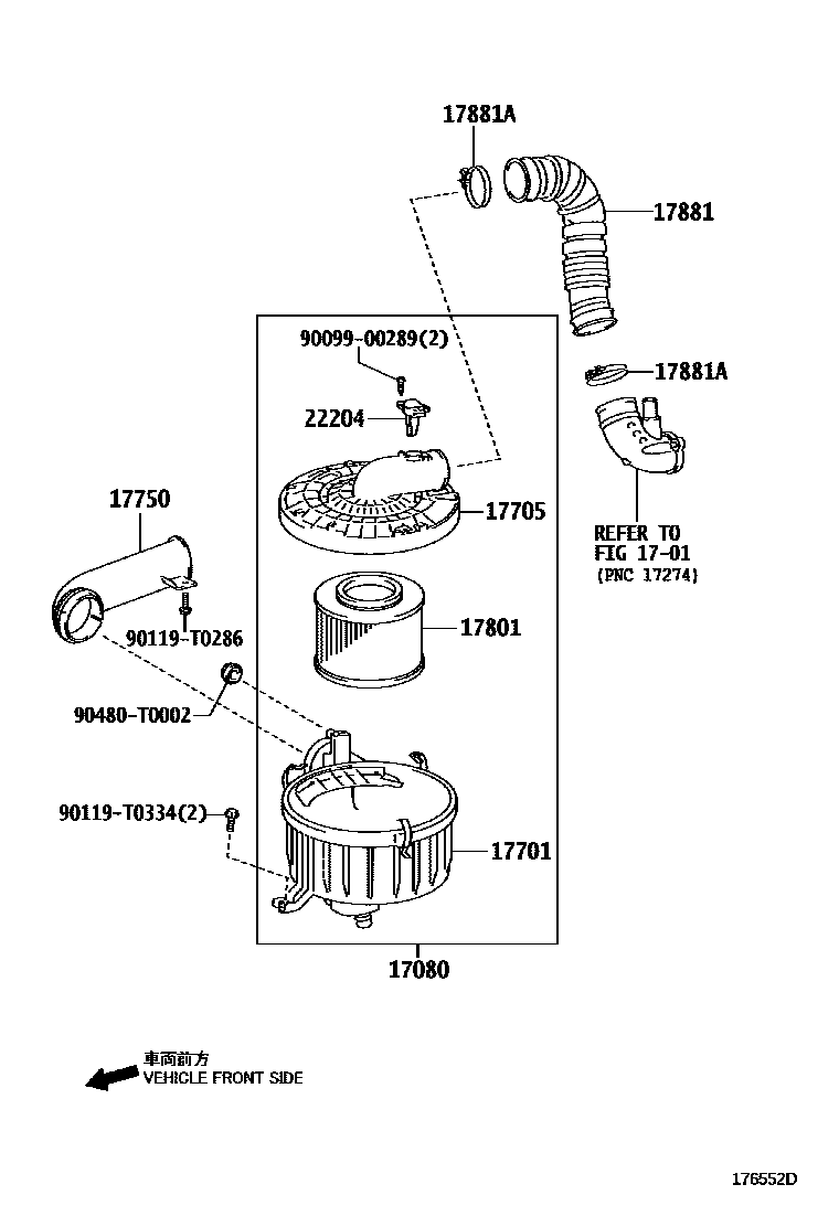 Toyota HILUX Air Cleaner EPC diagram — 176552D