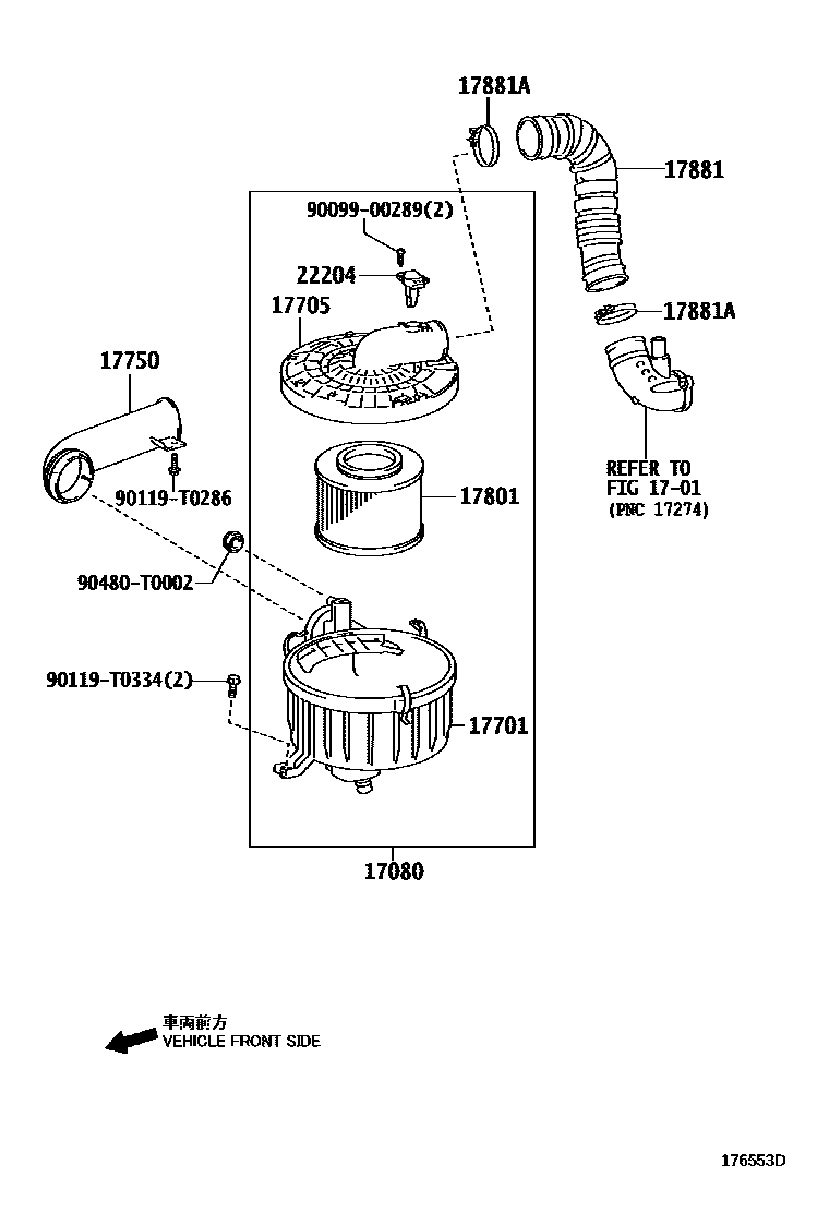 Toyota HILUX Air Cleaner EPC diagram — 176553D
