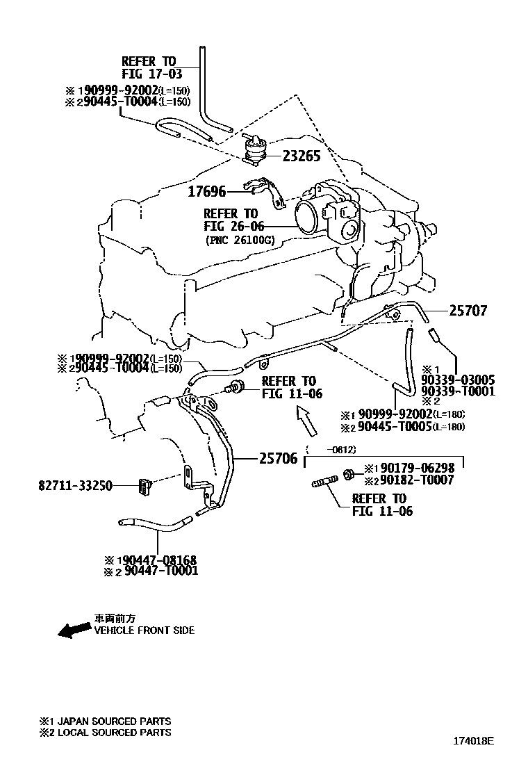 Toyota HILUX vacuum tube EPC diagram — 174018E