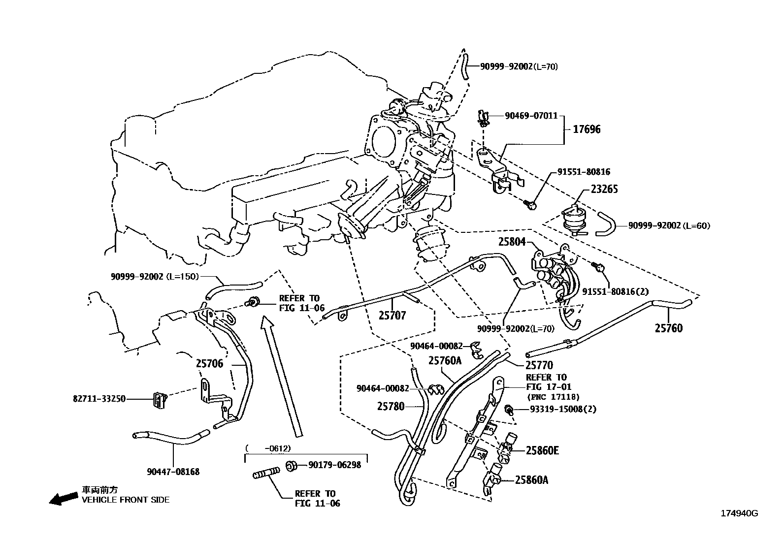Toyota HILUX vacuum tube EPC diagram — 174940G