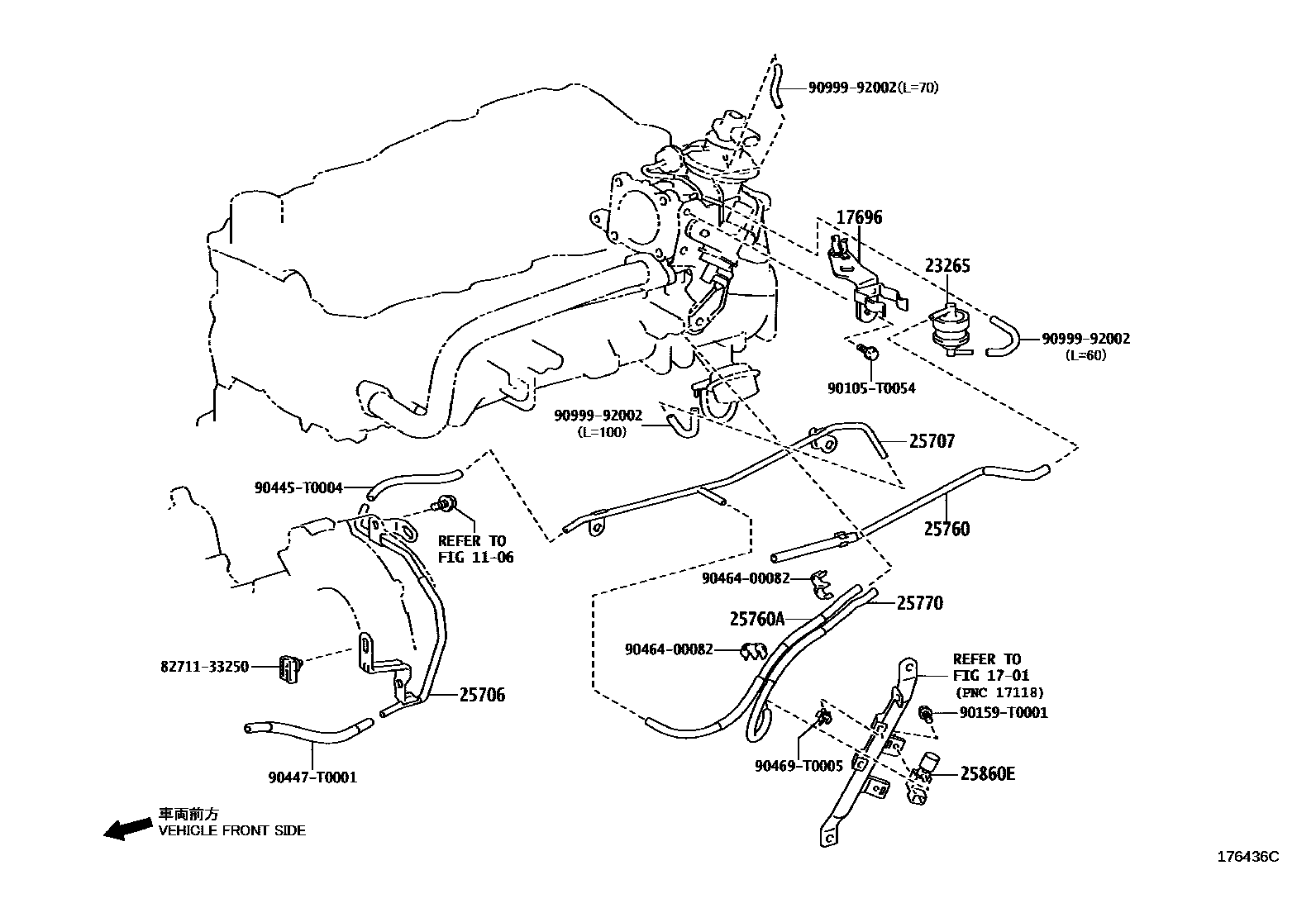 Toyota HILUX vacuum tube EPC diagram — 176436C