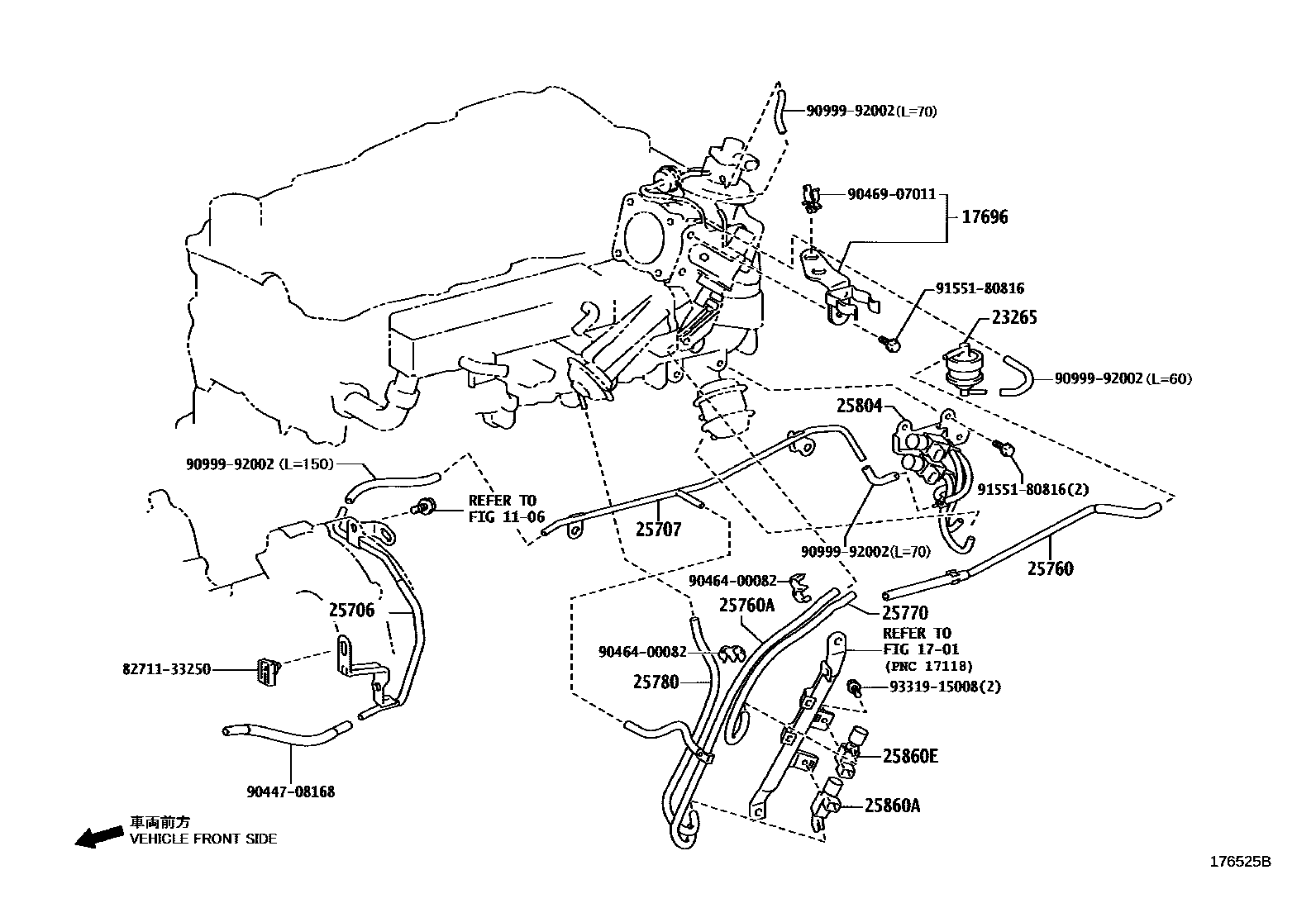 Toyota HILUX vacuum tube EPC diagram — 176525B