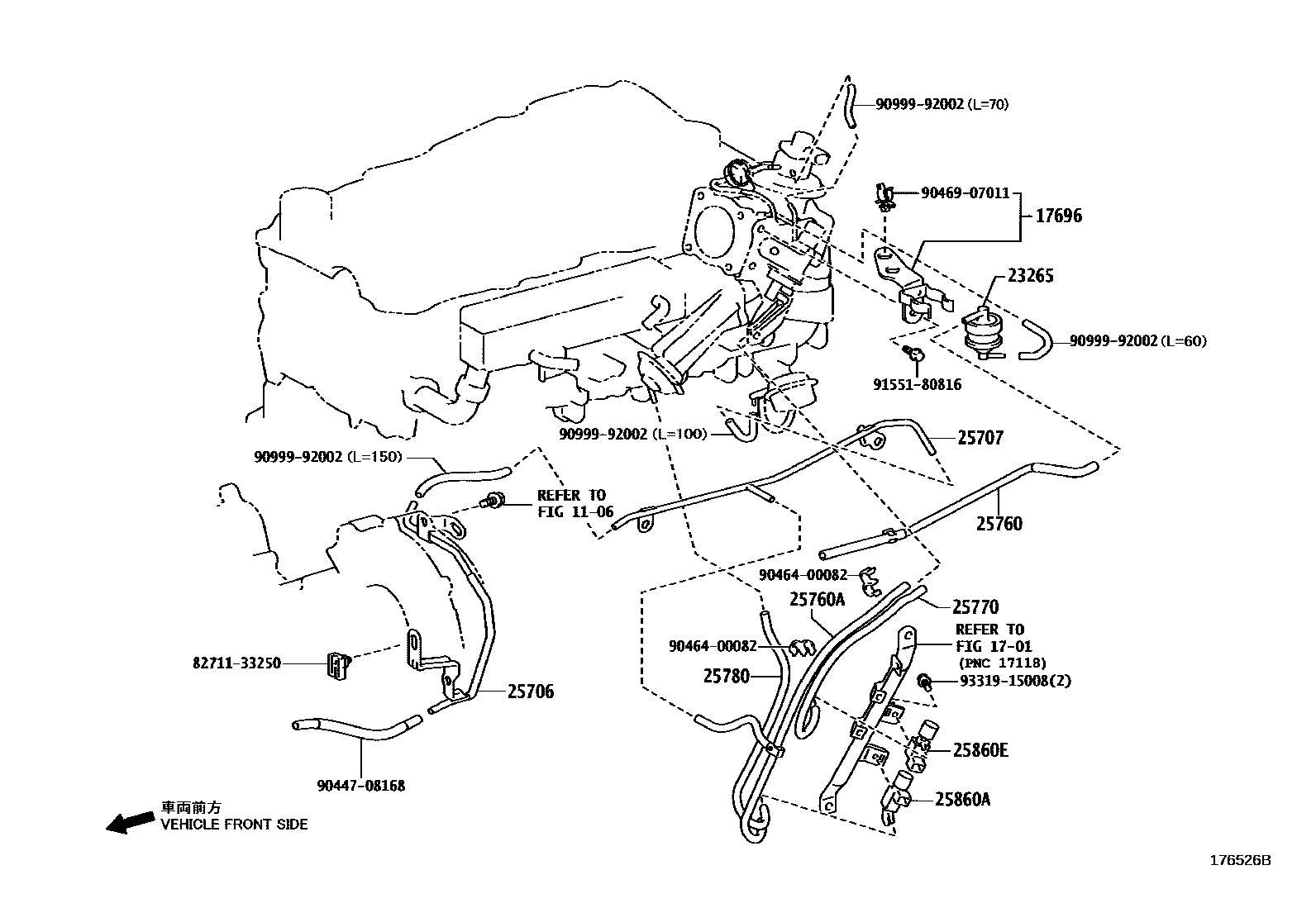 Toyota HILUX vacuum tube EPC diagram — 176526B