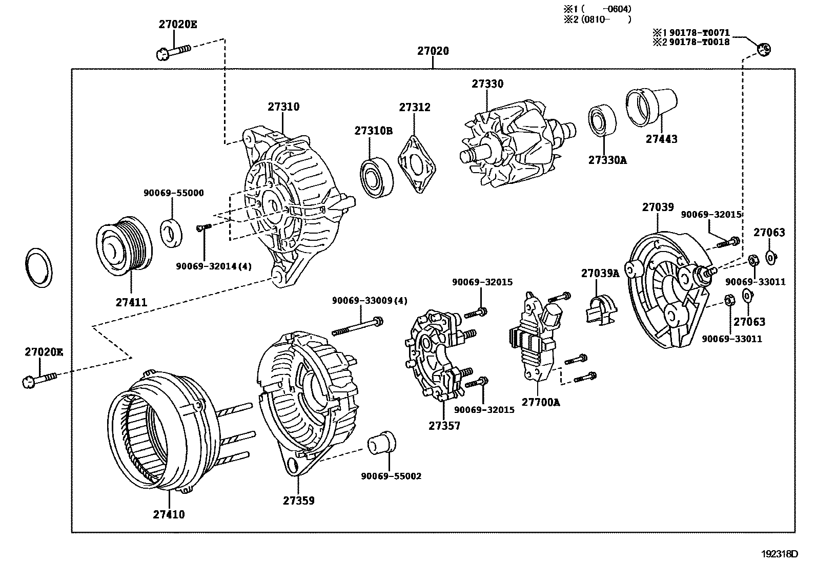 Toyota HILUX Alternator EPC diagram — 192318D