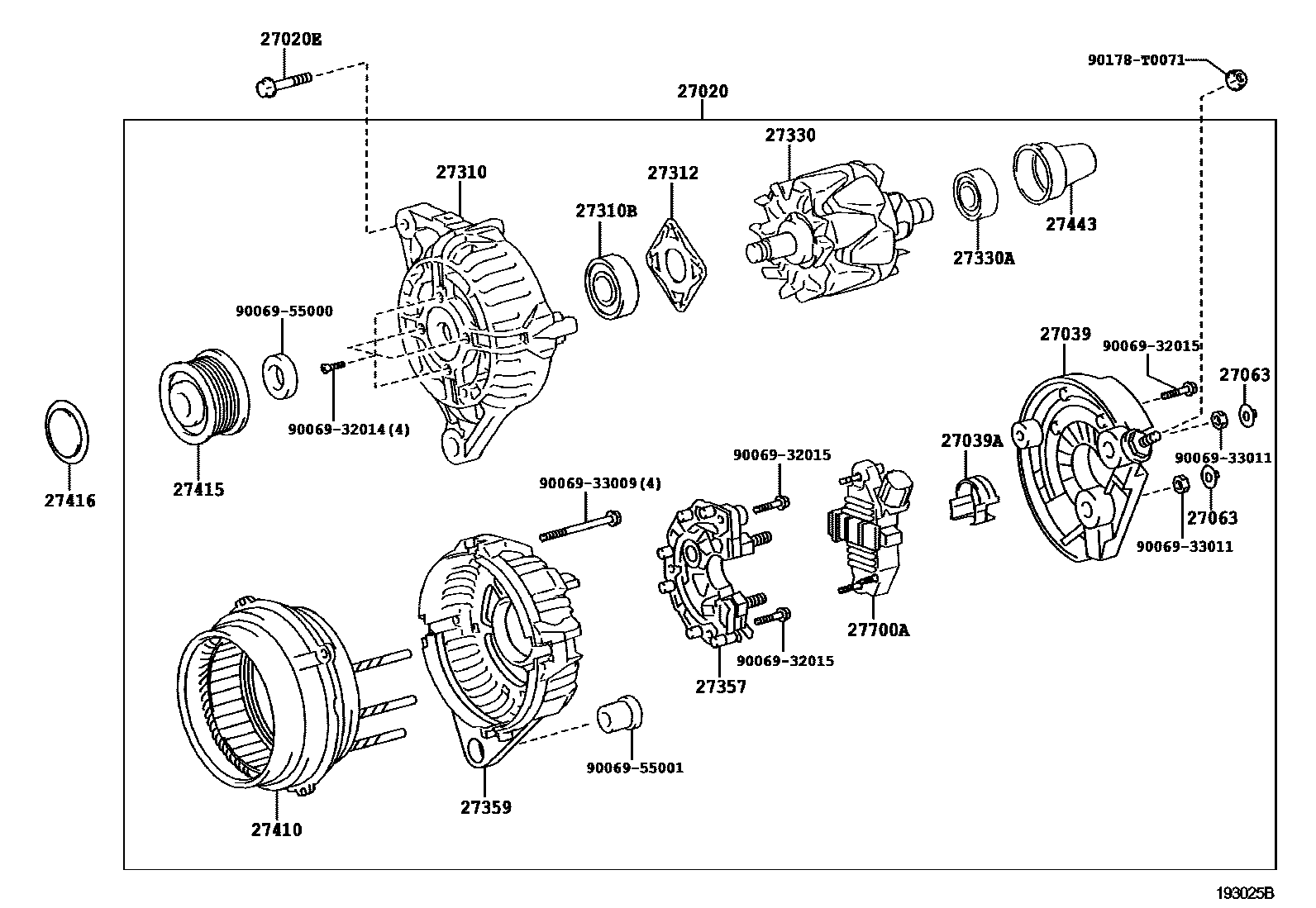 Toyota HILUX Alternator EPC diagram — 193025B
