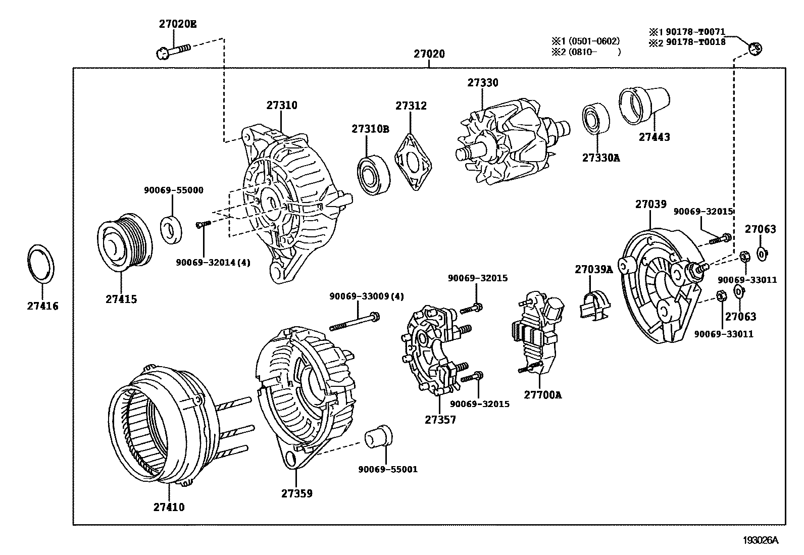 Toyota HILUX Alternator EPC diagram — 193026A