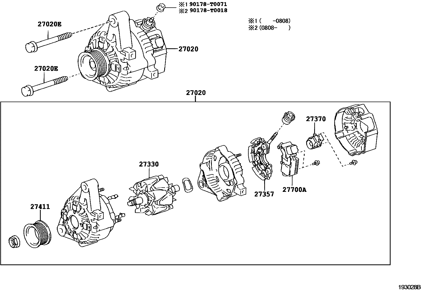 Toyota HILUX Alternator EPC diagram — 193028B