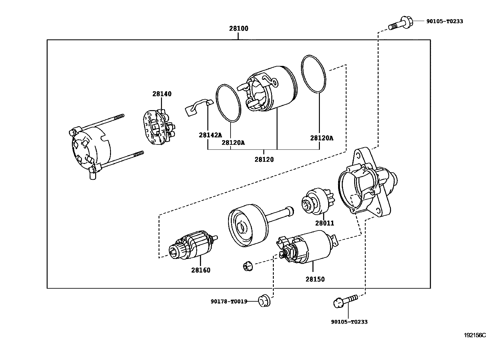 Toyota HILUX 起动机 EPC diagram — 192156C