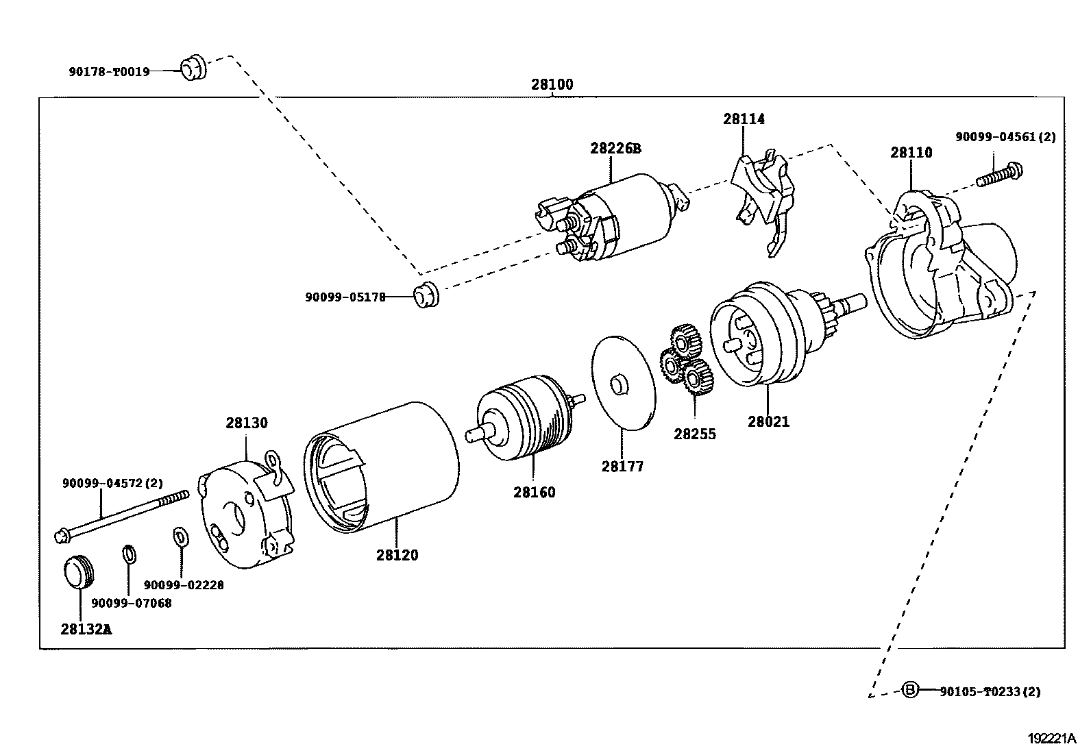 Toyota HILUX 起动机 EPC diagram — 192221A