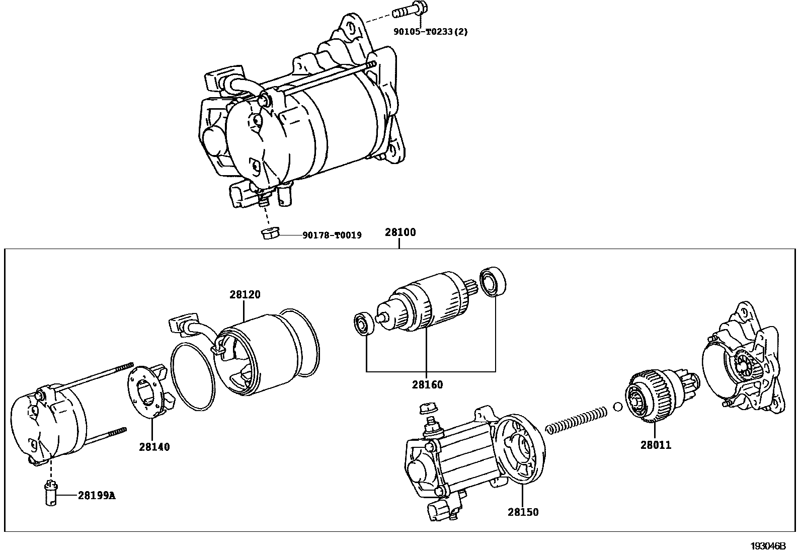 Toyota HILUX 起动机 EPC diagram — 193046B