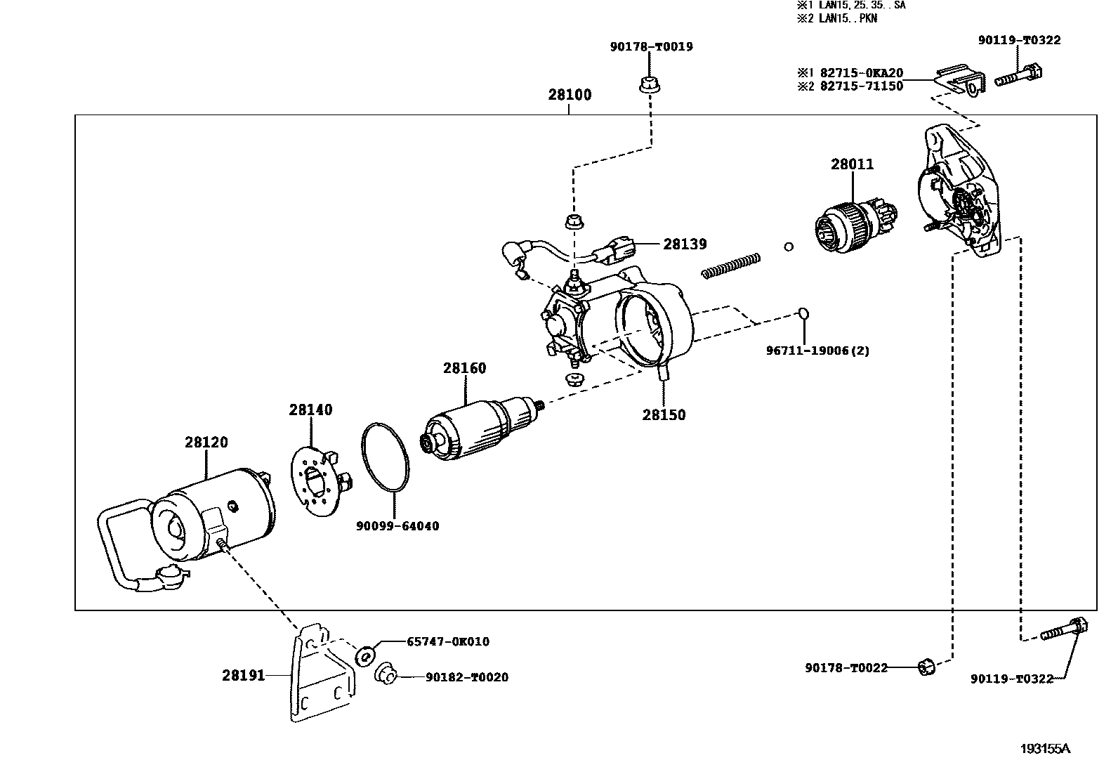 Toyota HILUX 起动机 EPC diagram — 193155A