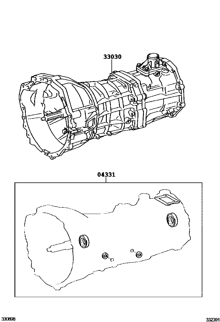 Toyota HILUX 传动桥或变速器总成和衬垫组件(MTM) EPC diagram — 332391