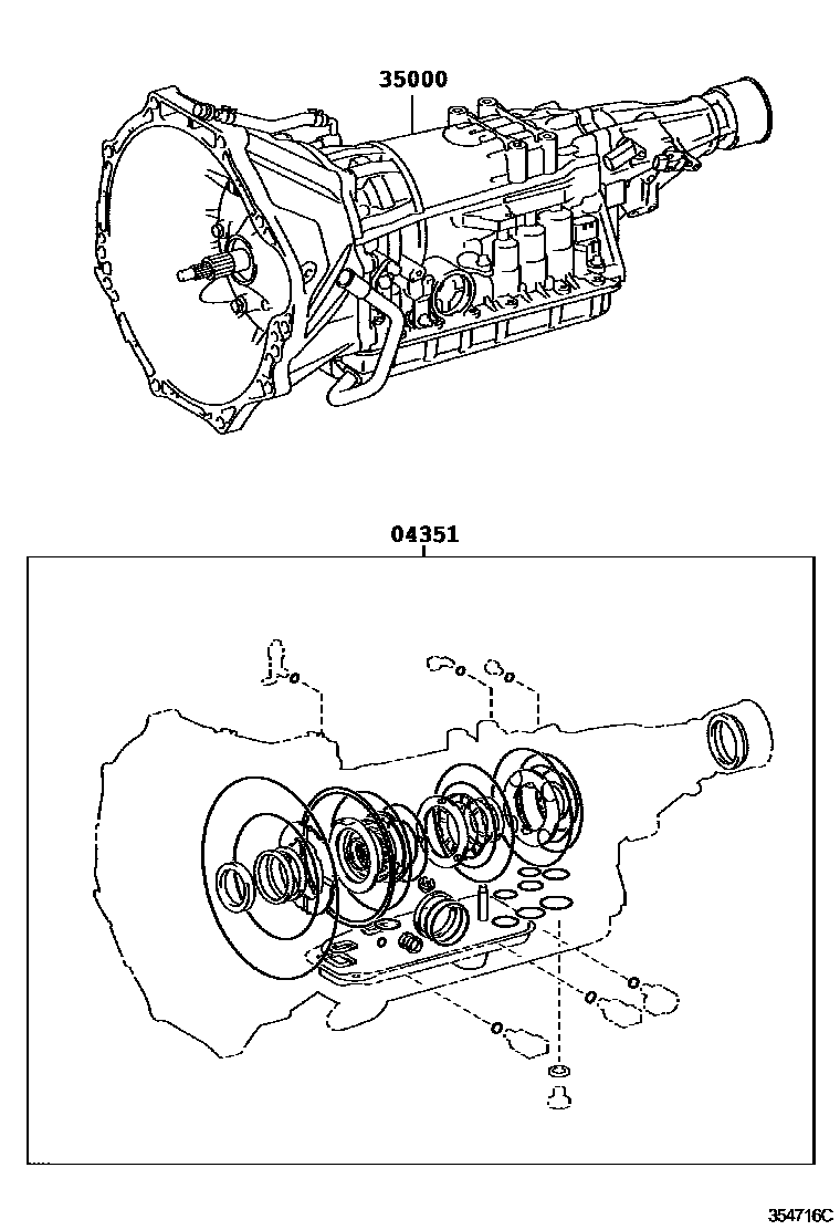 Toyota HILUX 传动桥或变速器总成和衬垫组件(ATM) EPC diagram — 354716C