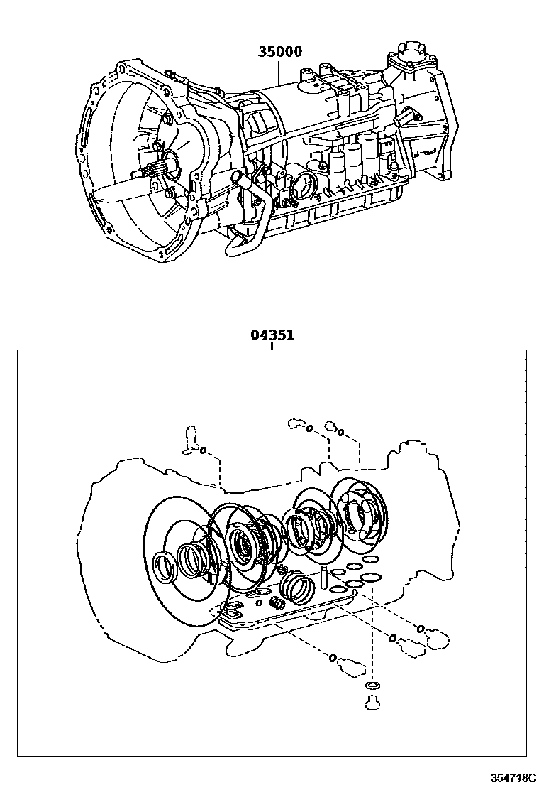 Toyota HILUX 传动桥或变速器总成和衬垫组件(ATM) EPC diagram — 354718C