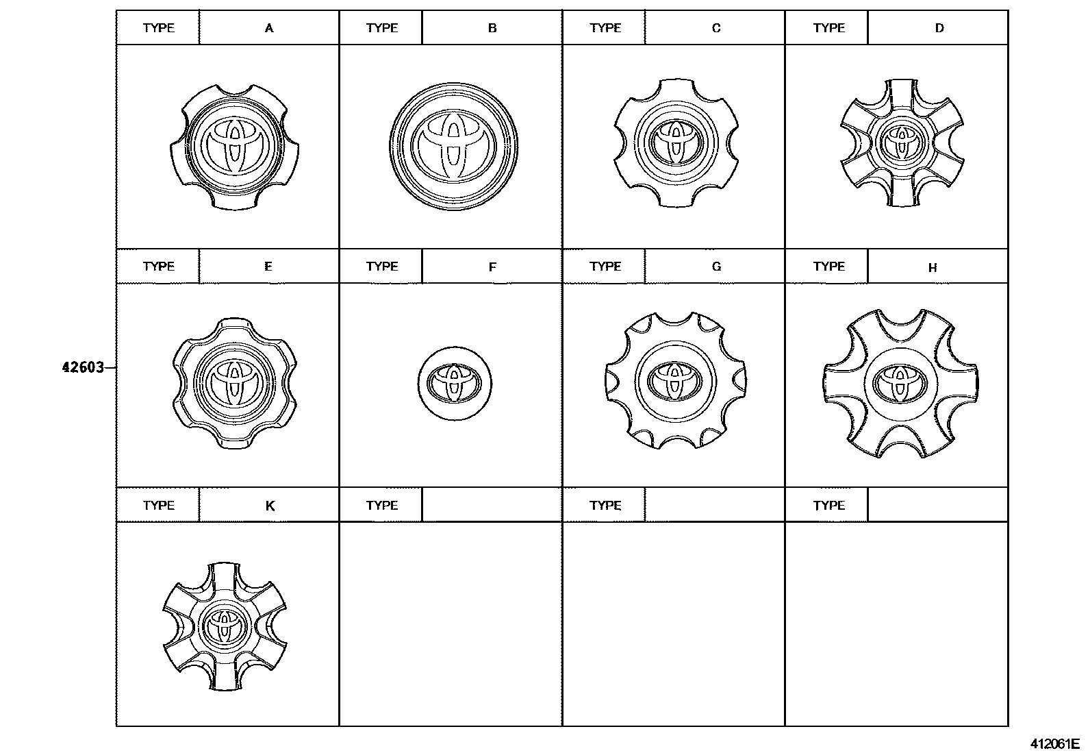 Toyota HILUX 车轮和车轮盖 EPC diagram — 412061E
