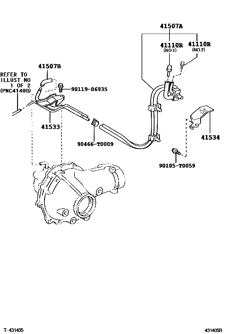 Toyota HILUX 前桥壳和差速器 EPC diagram — 431405B