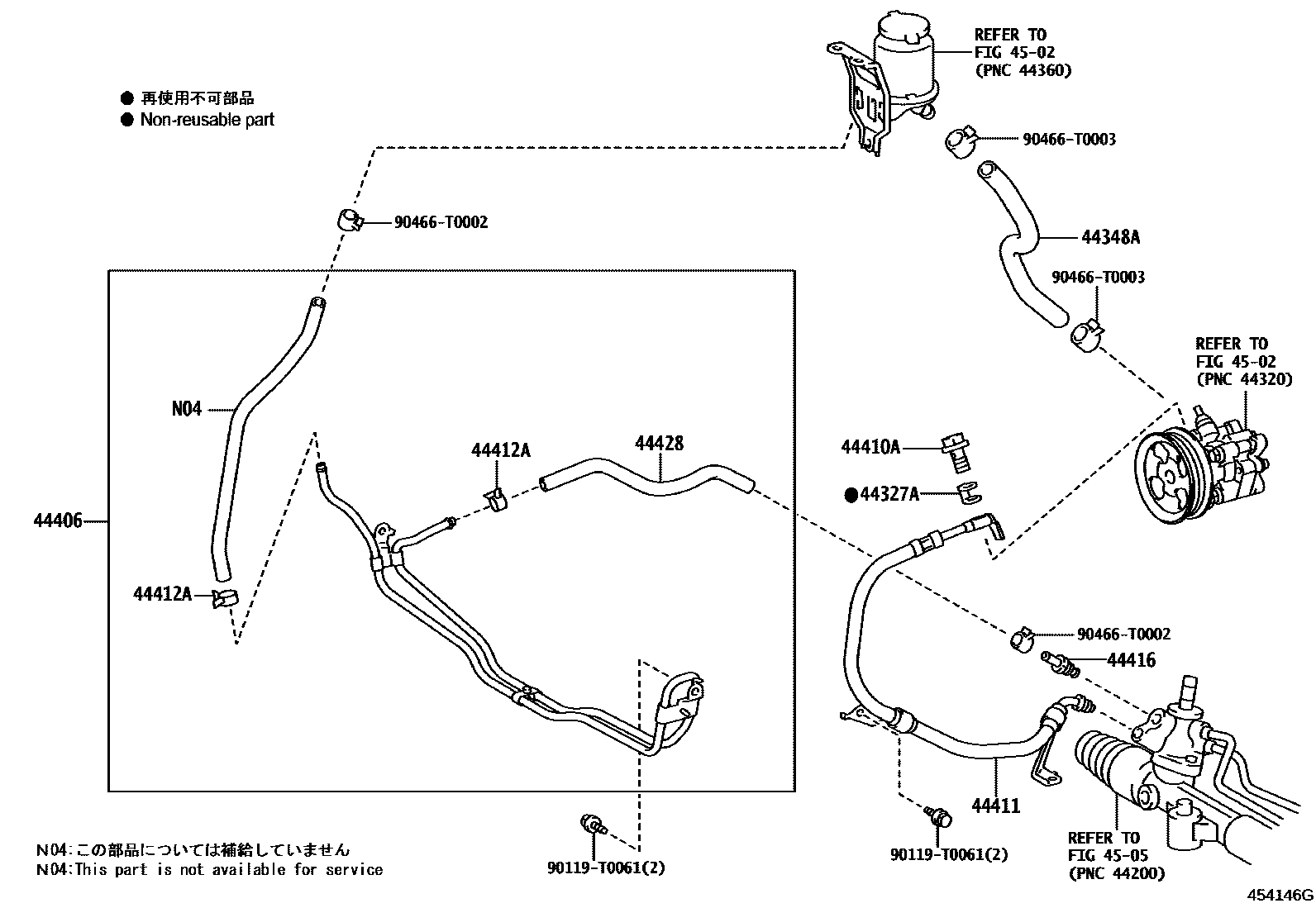 Toyota HILUX 动力转向配管 EPC diagram — 454146G