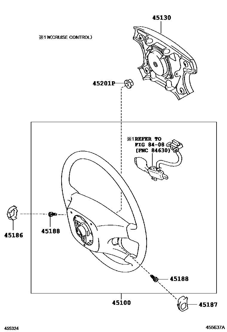 Toyota HILUX Steering Wheel EPC diagram — 455637A