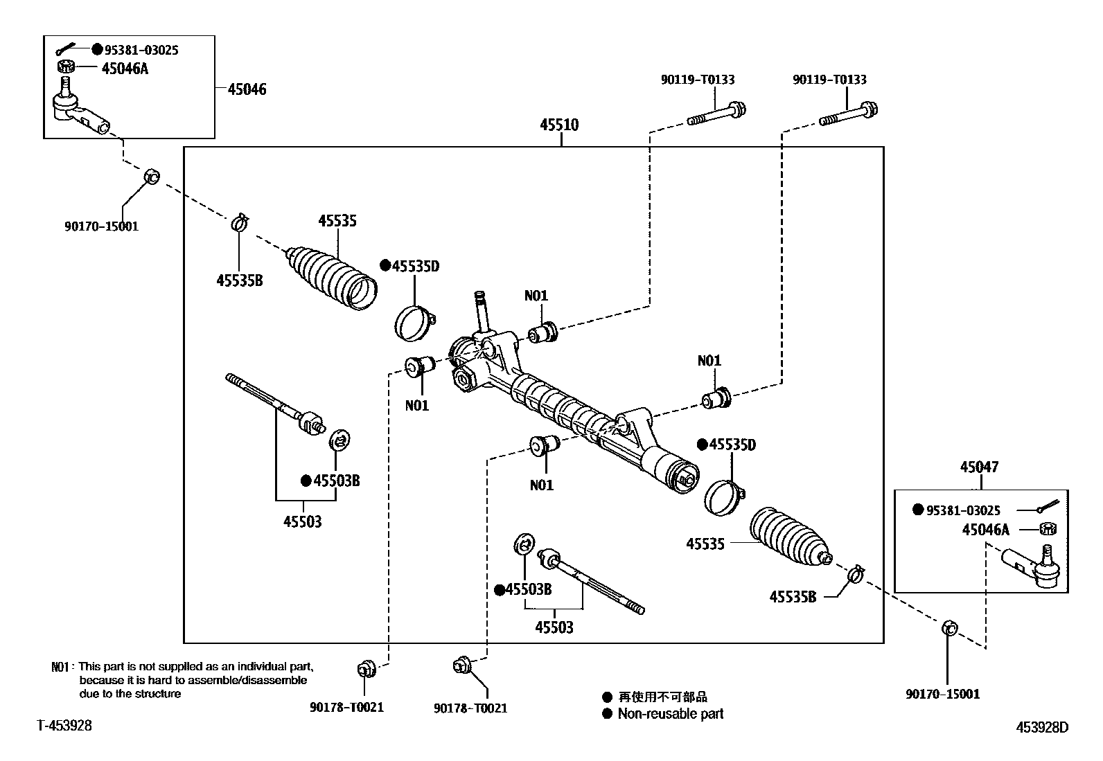 Toyota HILUX 前转向齿轮和连杆 EPC diagram — 453928D