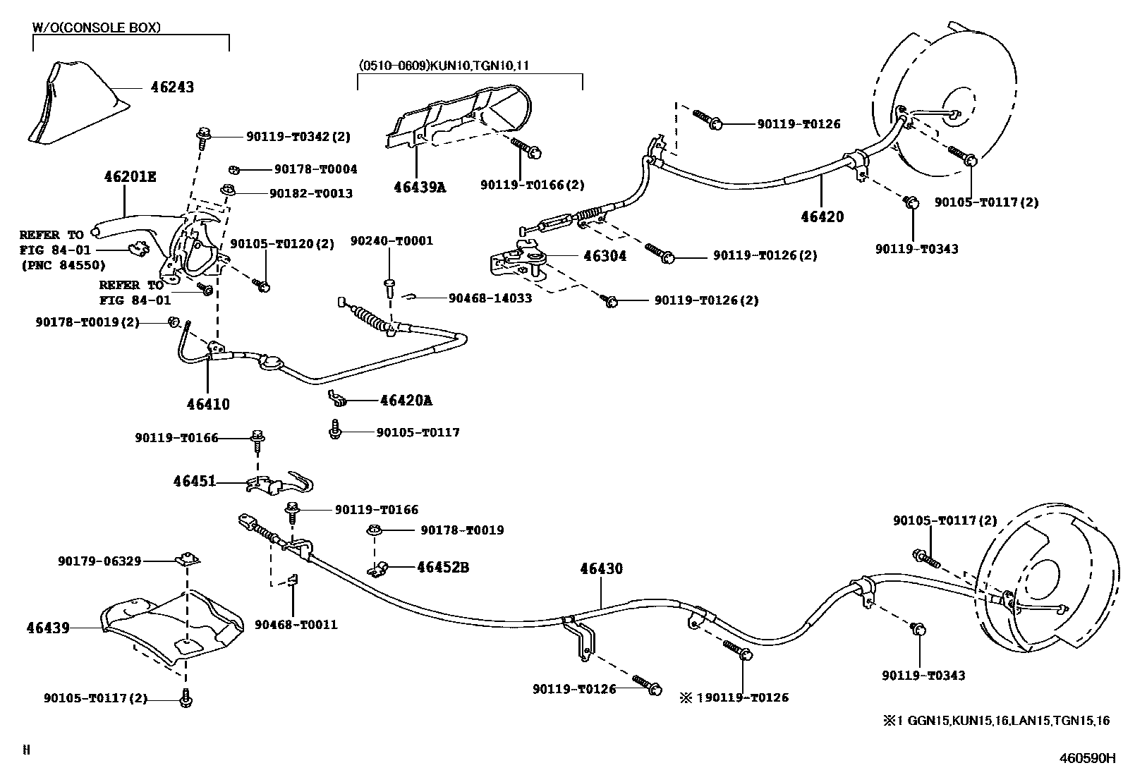 Toyota HILUX Parking Brake & Cable EPC diagram — 460590H