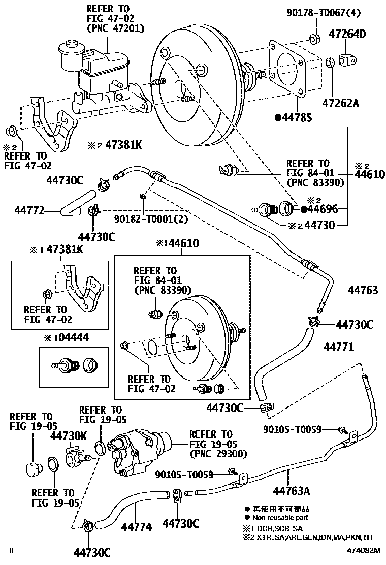 Toyota HILUX 制动助力器和真空管 EPC diagram — 474082M