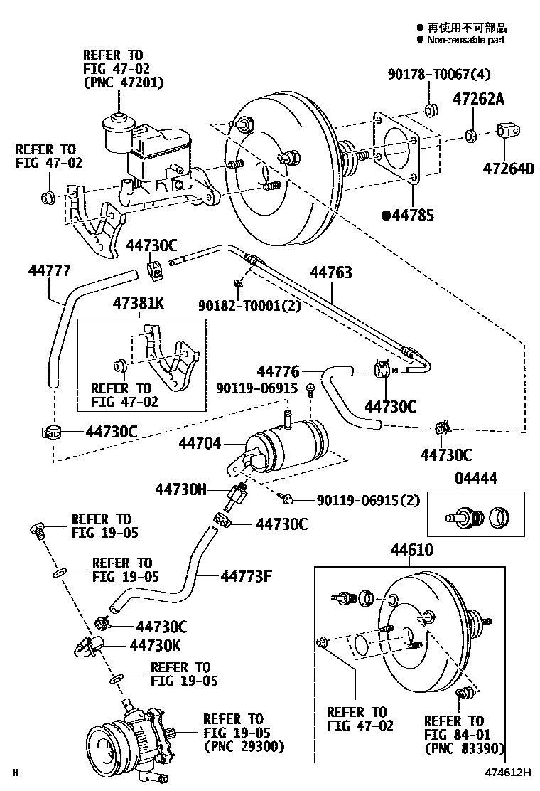 Toyota HILUX 制动助力器和真空管 EPC diagram — 474612H
